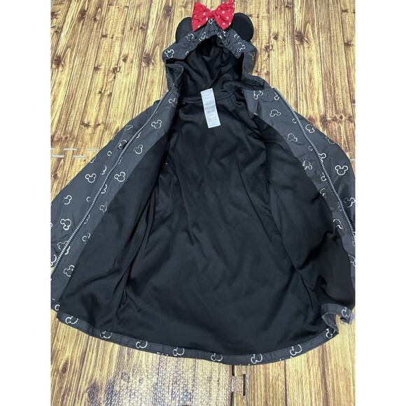 Disney Junior Minnie Mouse Girls Black Zipper Front Hooded Jacket Sz 5 - Picture 8 of 9